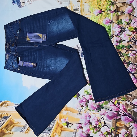 Special One Los Angeles High Waist Dark Blue Flare Jeans Size 7 New - Picture 1 of 8